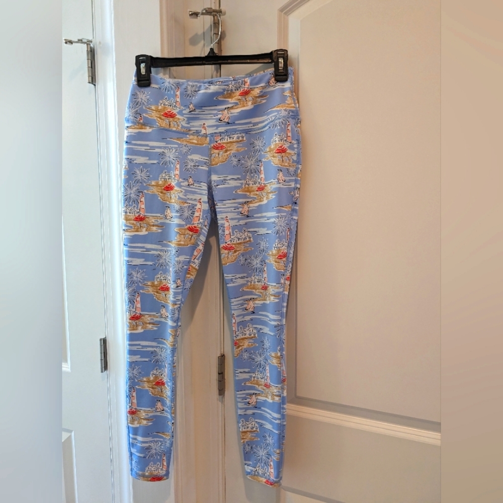 Crown & Ivy Nautical Lighthouse Coastal Cropped Leggings S